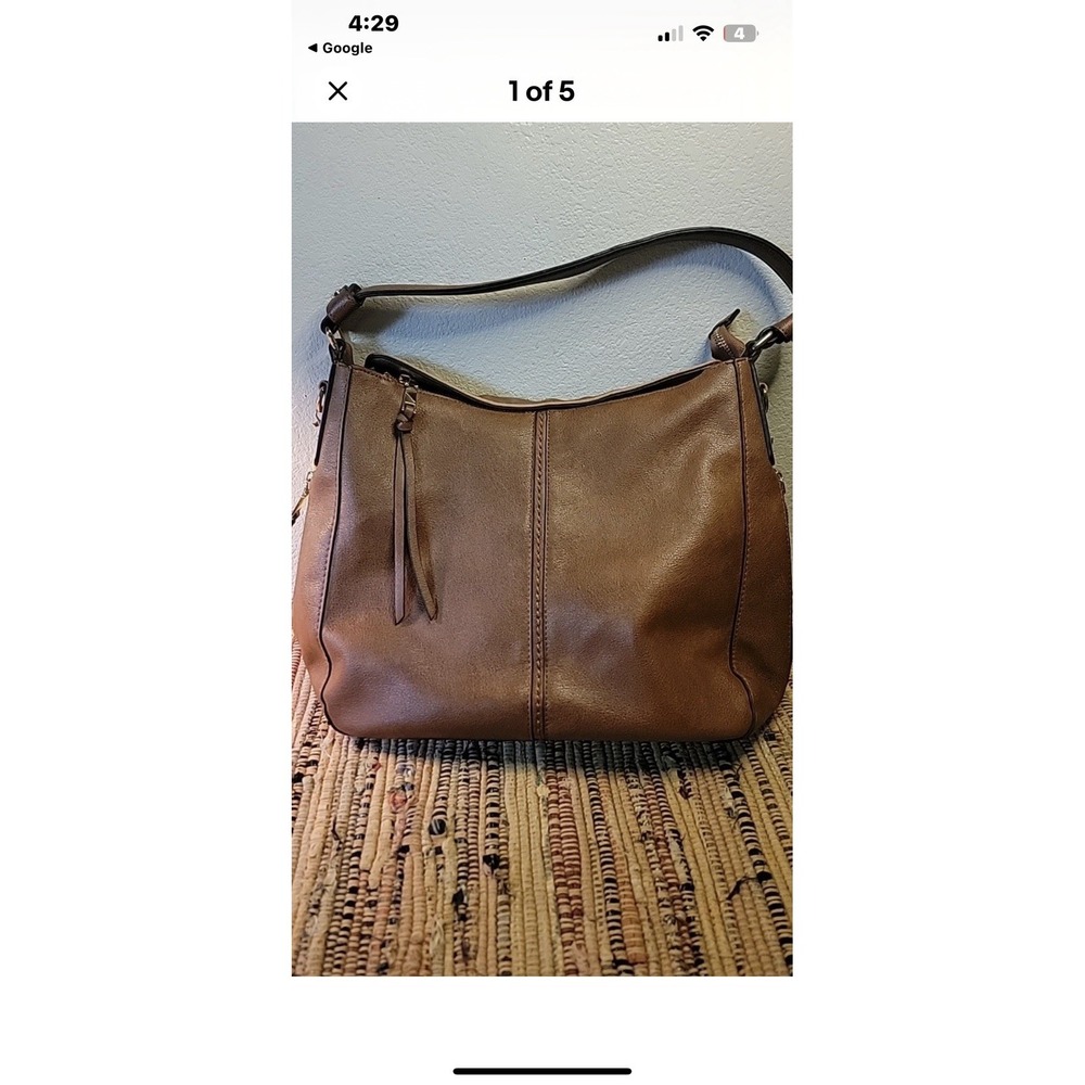 Realer Faux Leather Bag Zip Closure Zip Side Pockets Hobo Handle Bag